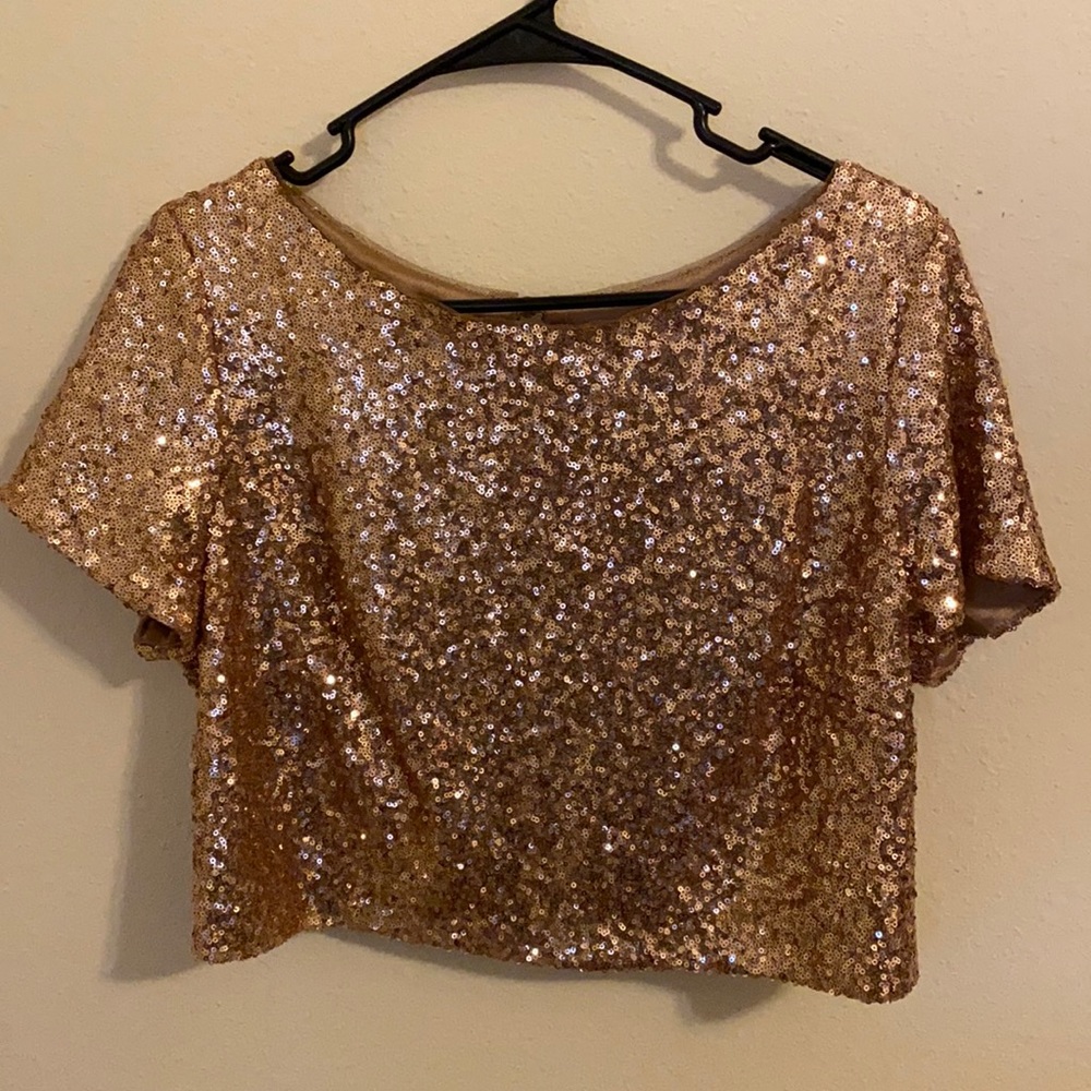 Revelry bandie sequin top. Rose gold